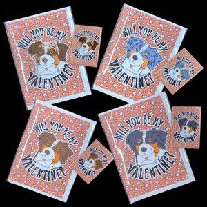 Australian Shepherd Valentines Day Card Magnet Set Handmade - 4 Colors Avail